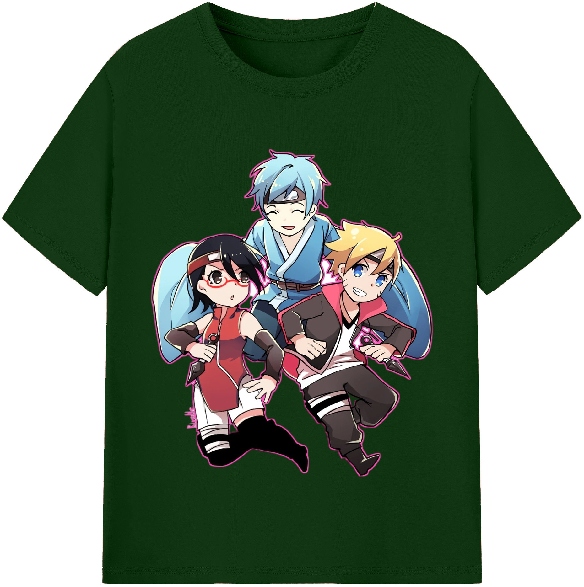 （画像用） NARUTO -ナルト- うちは サラダ Uchiha Sarada 綿100％半袖Tシャツ（フロントプリント）
